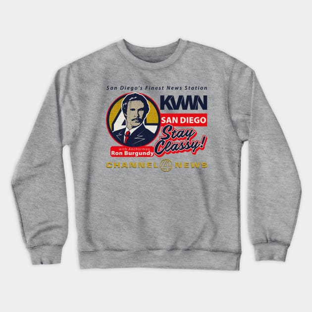 Channel 4 KVWN Stay Classy Crewneck Sweatshirt by Alema Art